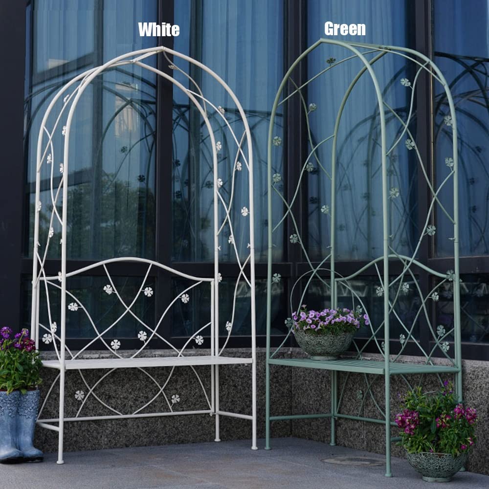 FQLY Archway Trellis Rose Arch with Bench Metal Black Trellis  