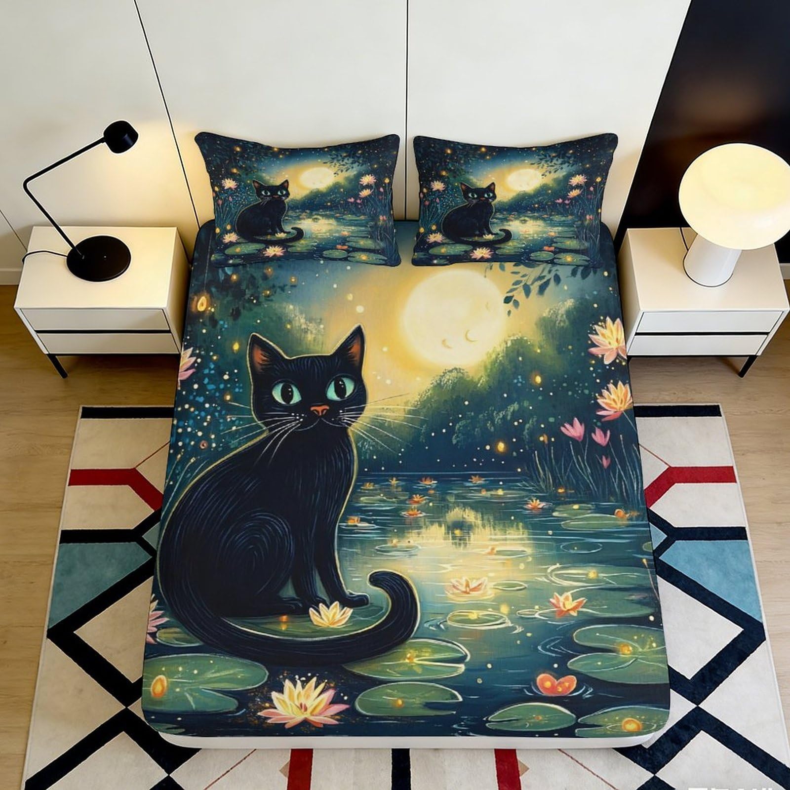 3D Printed Cute Raccoon Fitted Sheet Microfiber Deep Pocket Non-Slip for Bedroom Bedding Animal Mattress Fitted Cover for Adults Teens 200x200x25cm