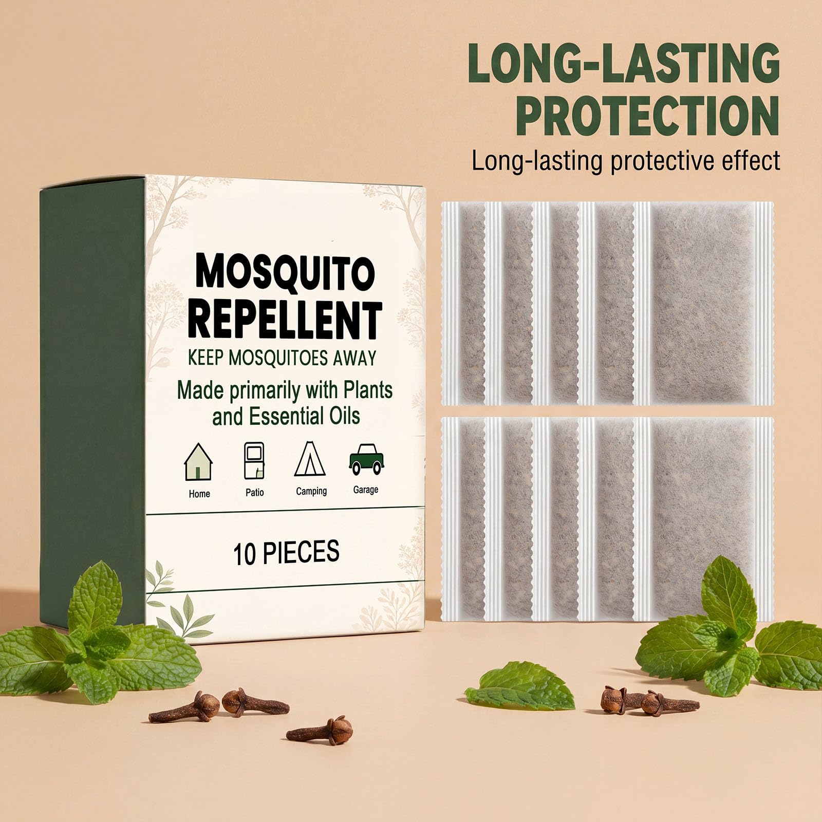 Repelente herbal natural, 10 Pcs bolsa repelente de mosquitos, Protección contra picaduras de mosquitos, repelencia de diversos insectos y protección duradera (4 pcs)