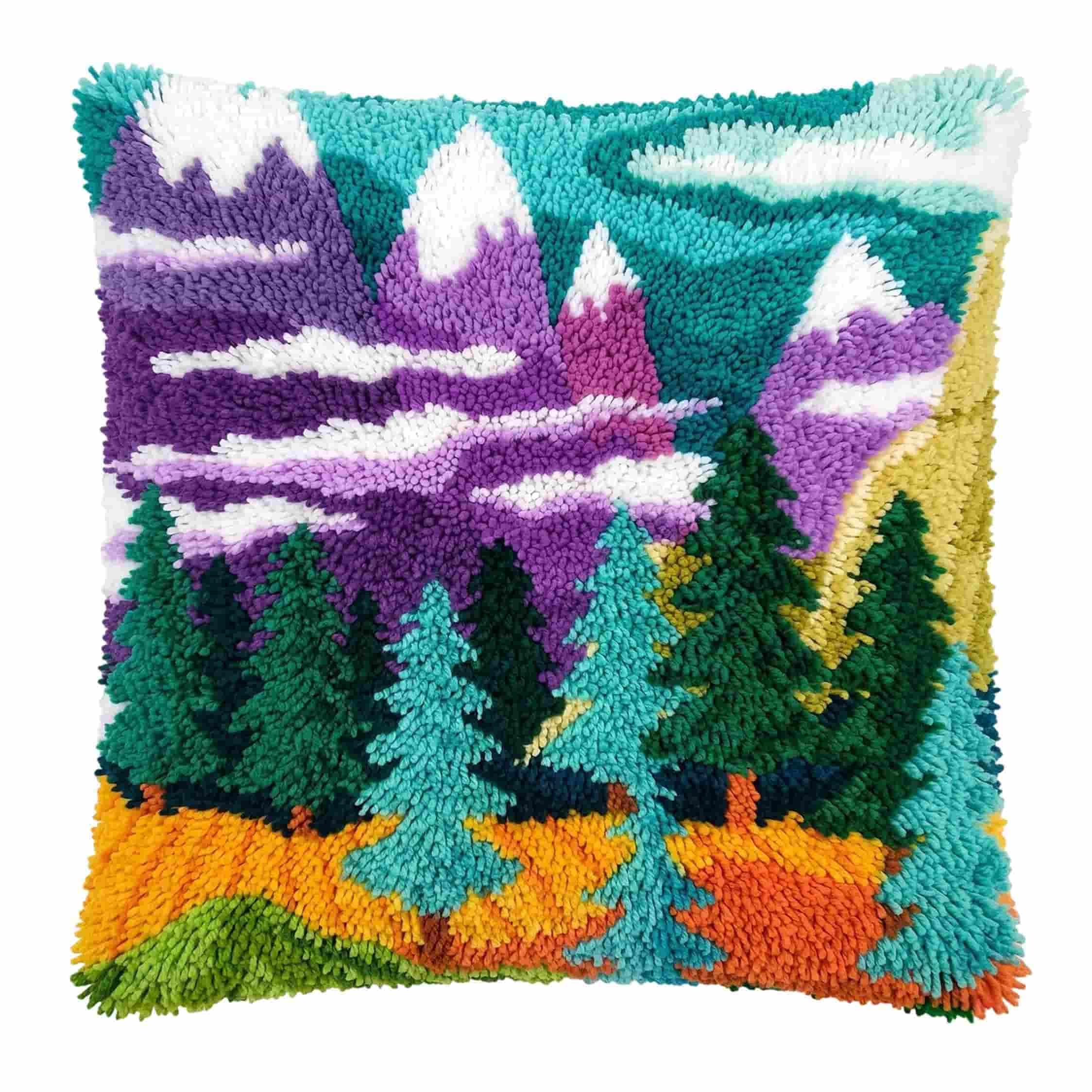 AxiangziK Latch Hook DIY Pillow Kit,Forest Cushion Cover 43X43Cm