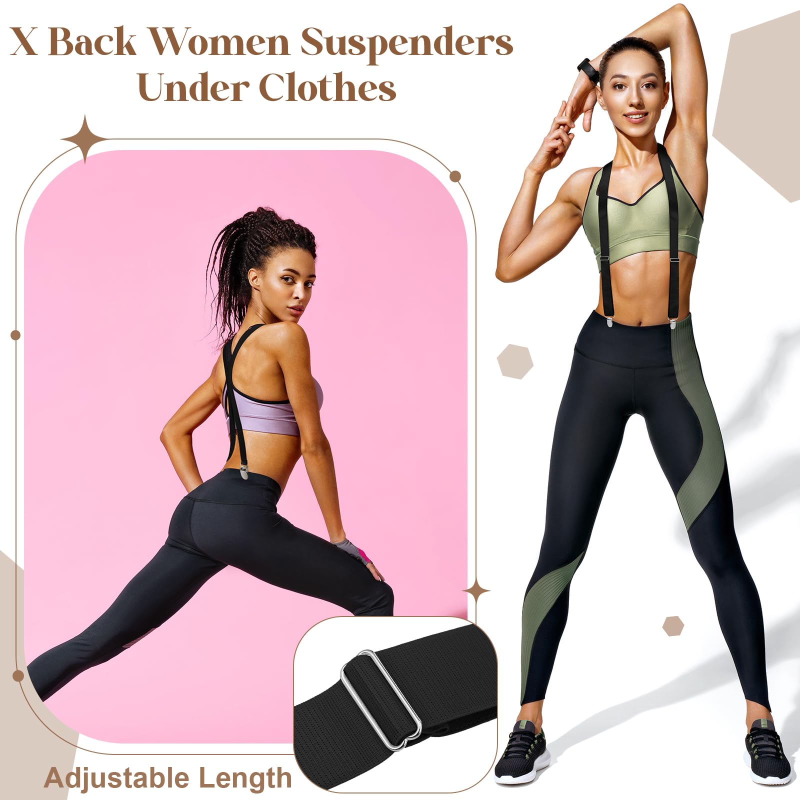 Hercicy 4 Pcs x Women Suspenders Hidden Suspenders for Women Pants Under Clothes Skinny Thin Suspenders for Woman Ladies