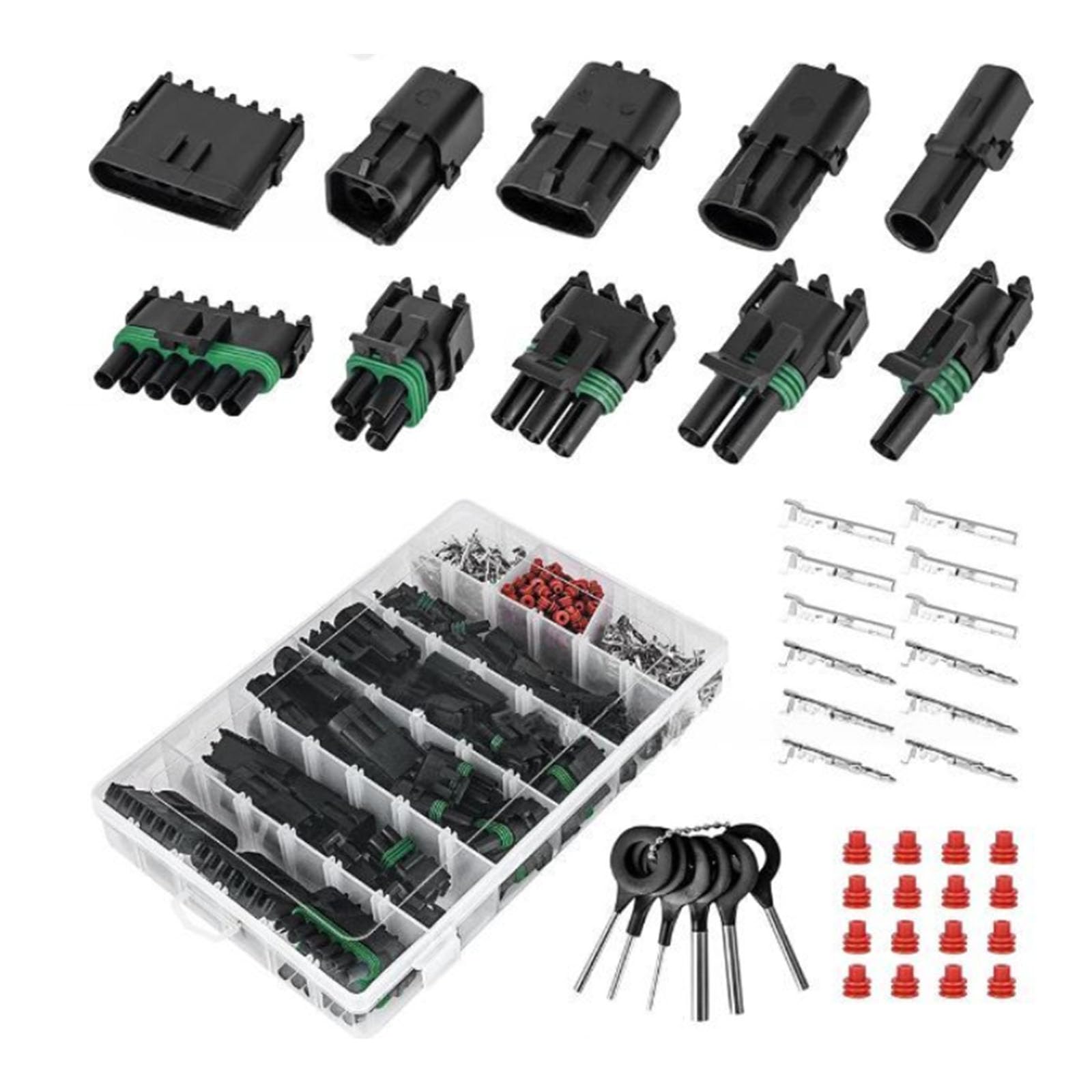 376 piezas de bloque de terminales de cable para automóvil, conector eléctrico de coche, conector de cable de repuesto para coche, piezas de enchufe de sello de repuesto