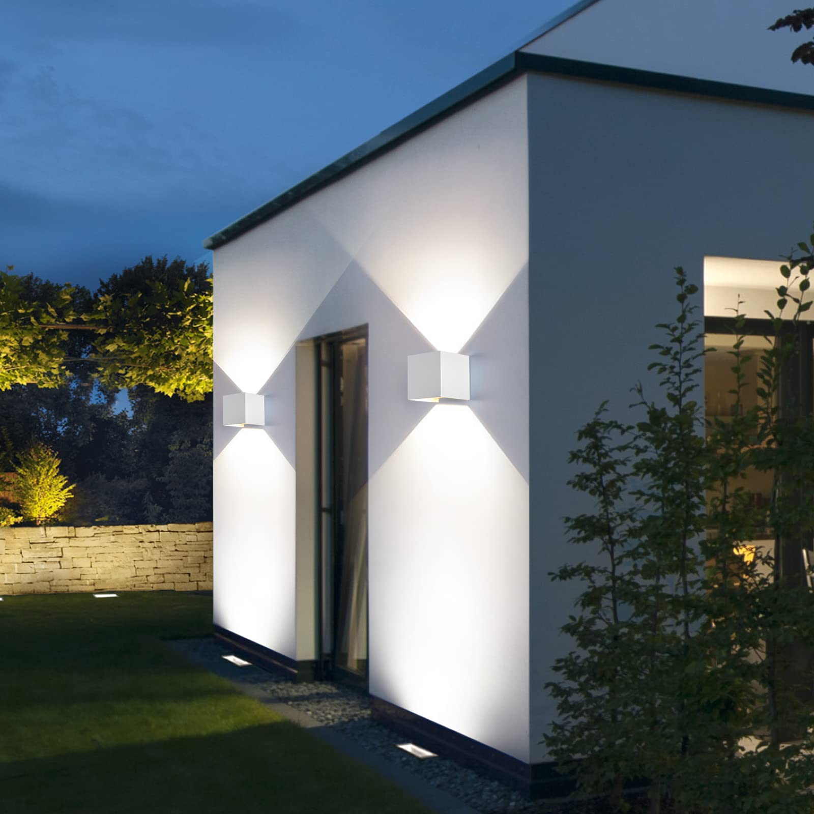 Applique da Esterno con 9W 4000K Bianco Naturale G9 Sorgente Luminosa Sostituibile Applique da Parete Interno IP65 Impermeabile Lampade da Esterno Angolo del Fascio Regolabile【2 Pezzi Bianco】