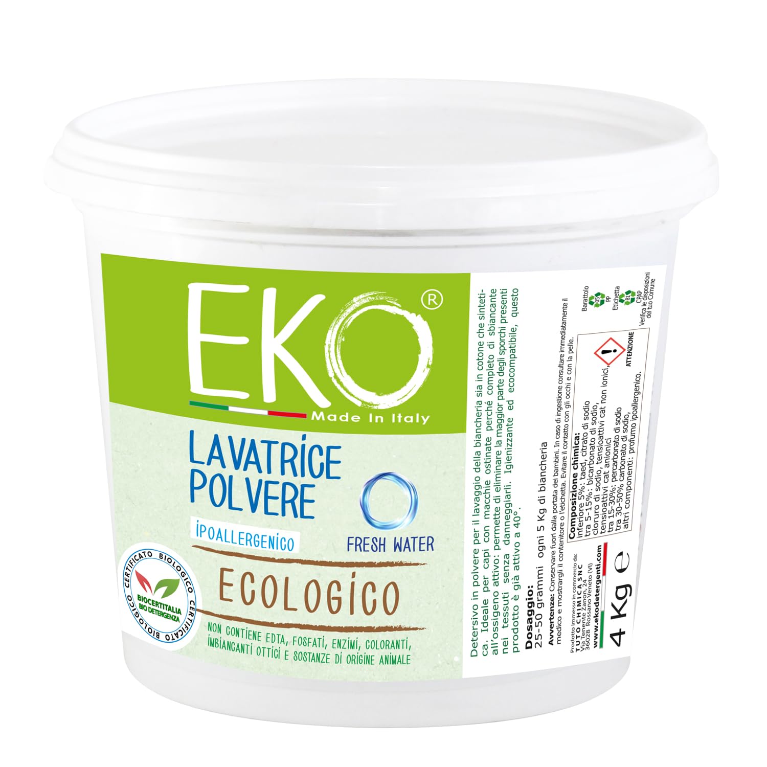 Eko Detersivo Lavatrice Polvere 4Kg Ecologico