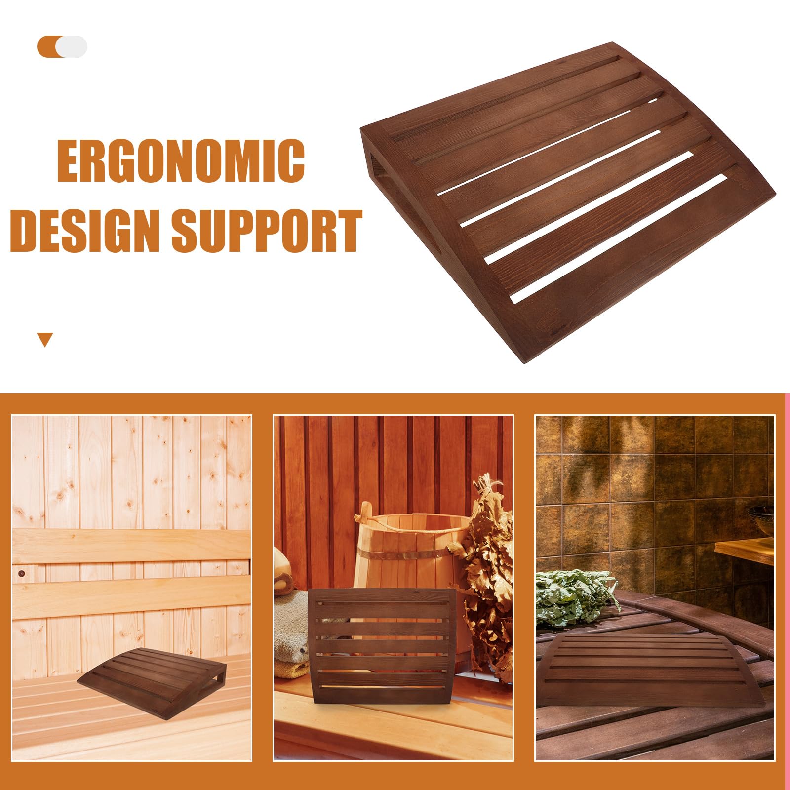 DECHOUS Oreiller Cervical en Bois Ergonomique 38 X 30 X 7 Cm, Accessoire Sauna Respirant et Absorbant L’humidité pour Soutien Nuque et Détente Spa Intérieur, Appui-tête Dossier Sauna