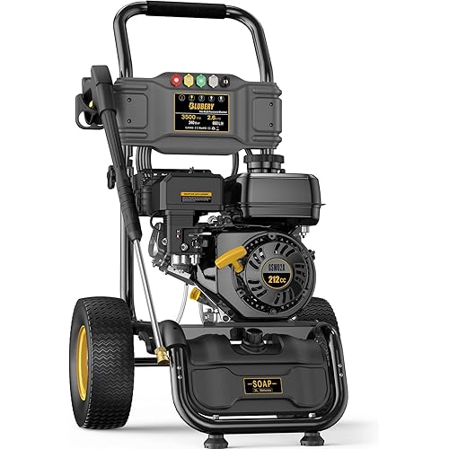 Gas Pressure Washer, 3500 PSI &2.6 GPM Power Washer, 30Fft Hose&Soap Container, 5 Adjustable Nozzles, Cleaning for Driveway/Concrete/Vinyl Fencing, CARB&EPA CERT