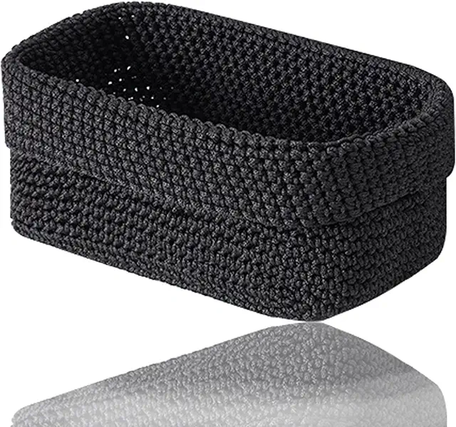 Black Handmade Storage Basket for Bathroom - Towel & Cosmetic Organizer