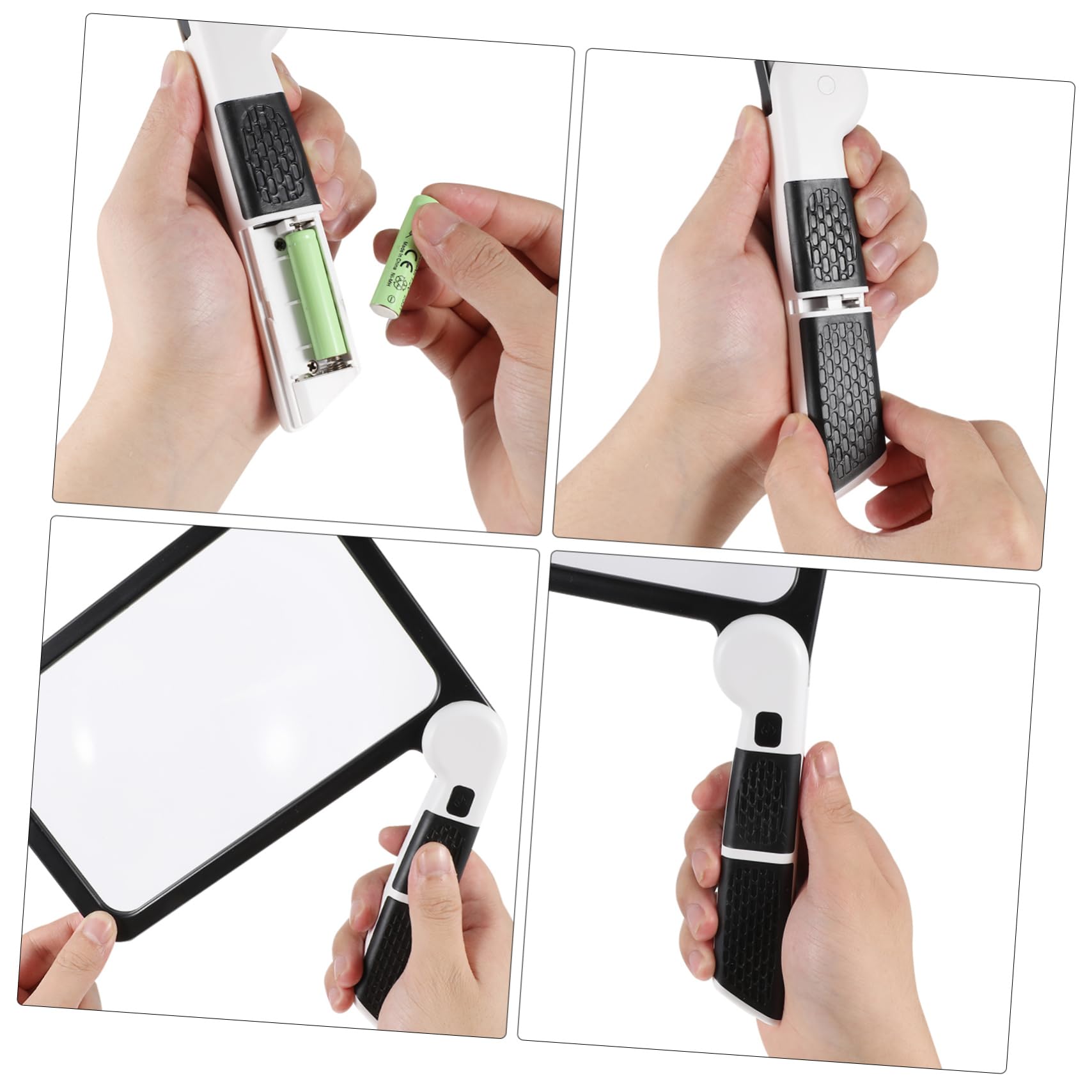 Lupa de Lectura Rectangular 5X Plegable de Mano Color Oscuro | Abs, Goma y Acrílico, Diseño Portátil Mango Abatible, Uso en Exploración Científica y Apreciación de Joyas