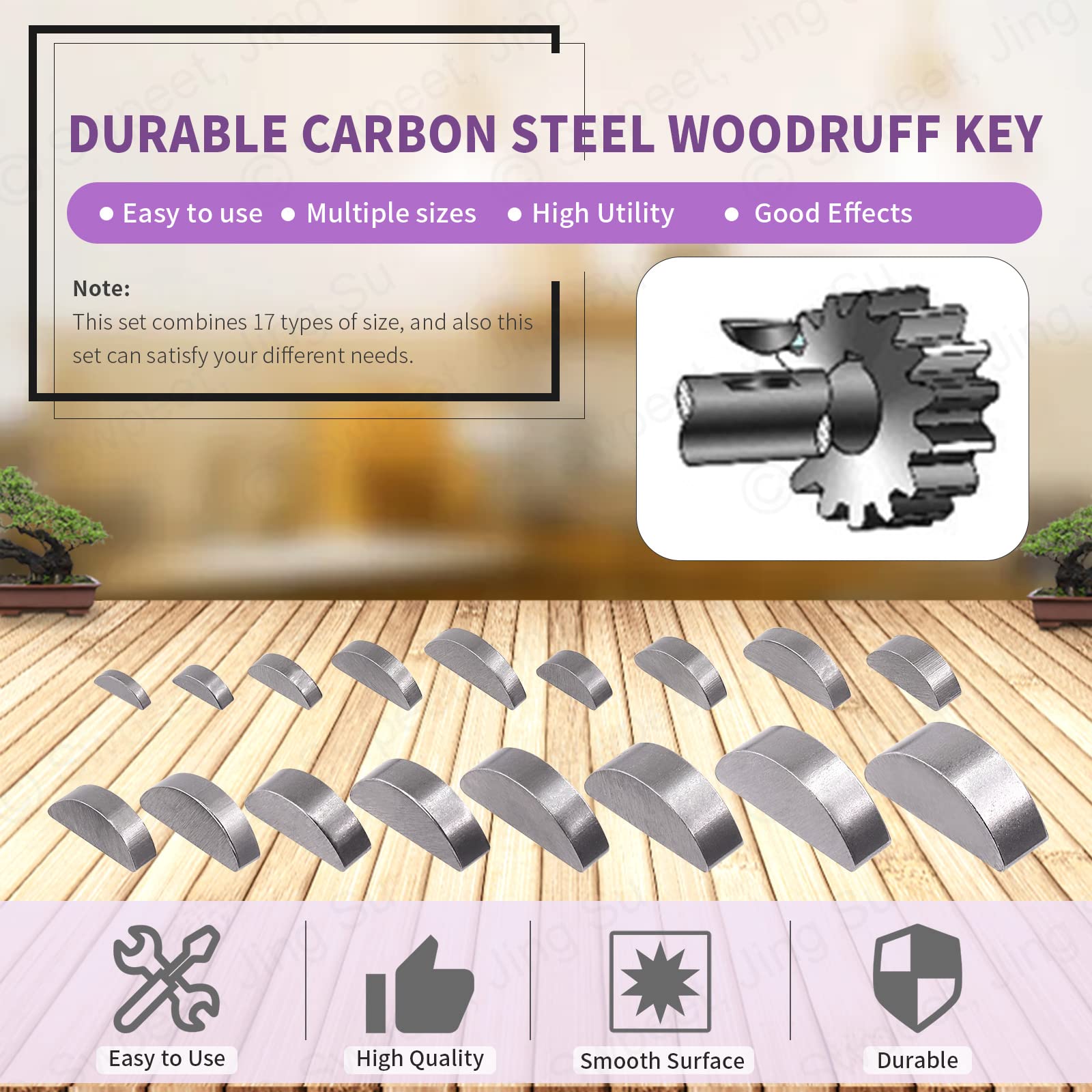 Swpeet 150Pcs 15 Sizes 3mm 4mm 5mm 6mm 8mm 10mm Woodruff Keys Half Moon Semicircle Bond Key Hardware Metric Assortment Kit For Fasteners Mechanical Industry