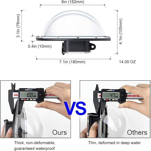 Miniatura 6 de SOONSUN Puerto domo para GoPro Hero 8 Negro, lente de domo subacuático de 147 pies con carcasa impermeable, agarre de mano flotante, gatillo para