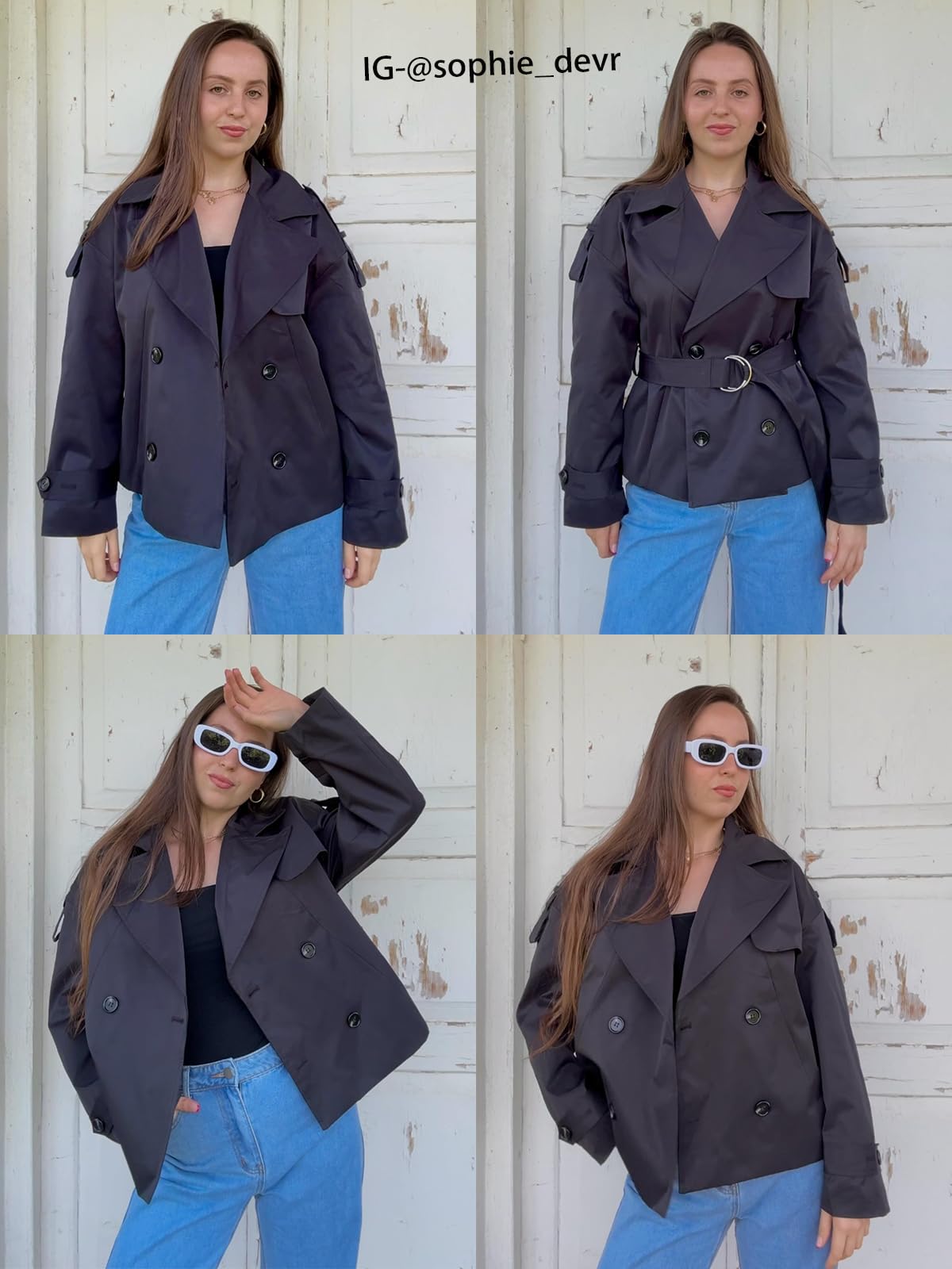 Tankaneo Trench corto da donna casual doppiopetto giacca corta autunno moda capispalla con cintura