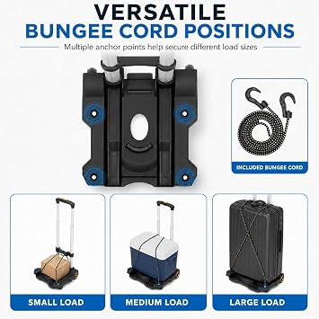 Mount-It! Folding Luggage Cart with Wheels, 77 lbs | Foldable hand truck dolly, 4 lbs lightweight, fits carry-on bags, telescoping handle with bungee cord.