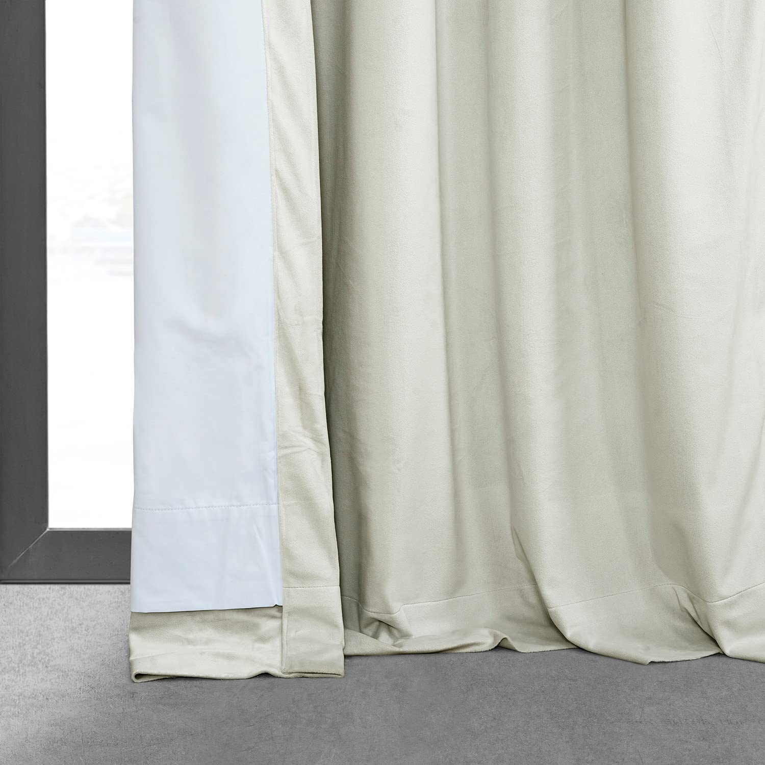 HPD Half Price Drapes Velvet Blackout Curtains For Living Room 25 X 96 Signature Pleated, VPCH-110602-96-FP, Porcelain White