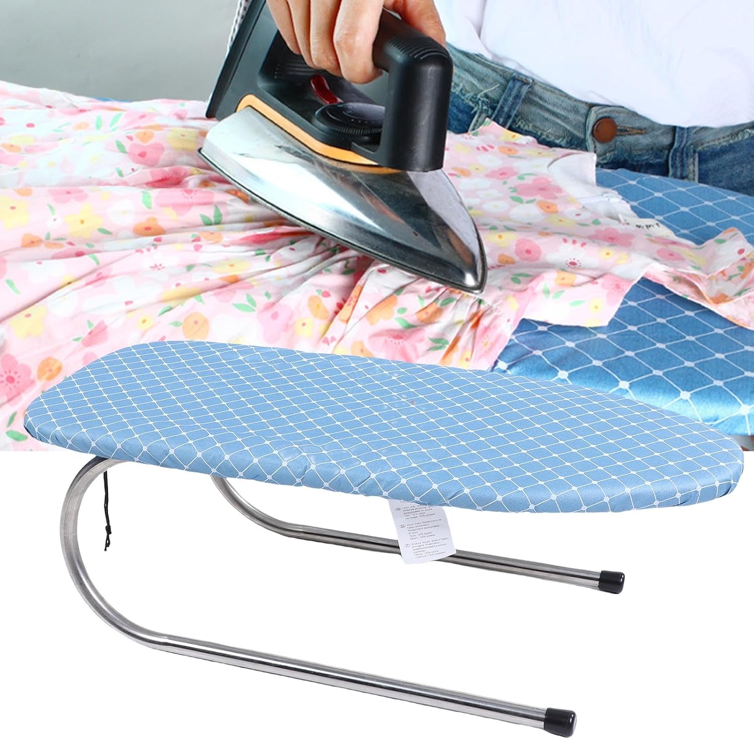Tabletop Ironing Board, Mini Folding Ironing Board, Removable Cotton Cover with Stainless Steel Frame, Ideal for Laundry Room, Apartment, Dorms & Sewing,