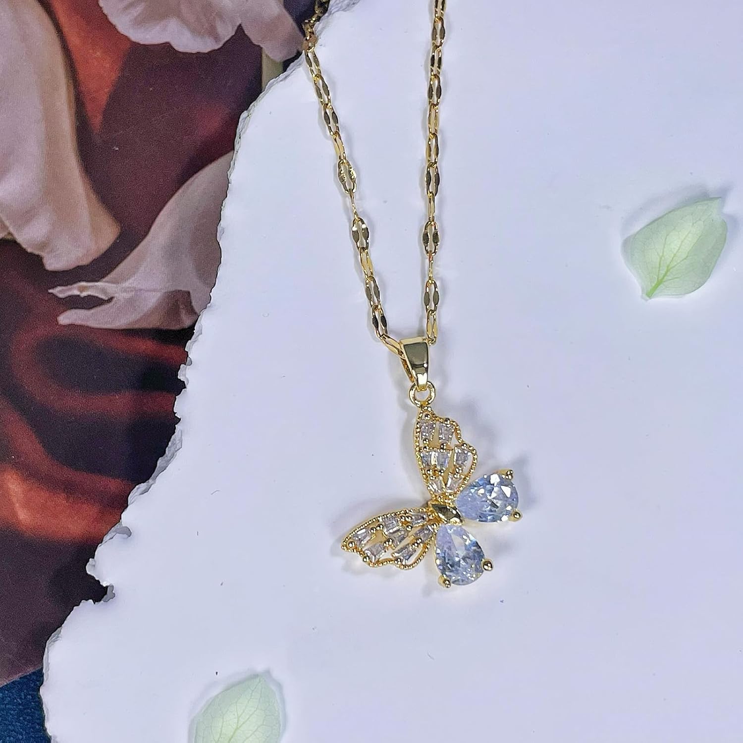 Gold Butterfly Necklace for Women - Dainty Gold Pendant Necklaces Cubic Zirconia Necklace, Butterfly Jewelry Gifts for Women, Teen Girls - Image 5