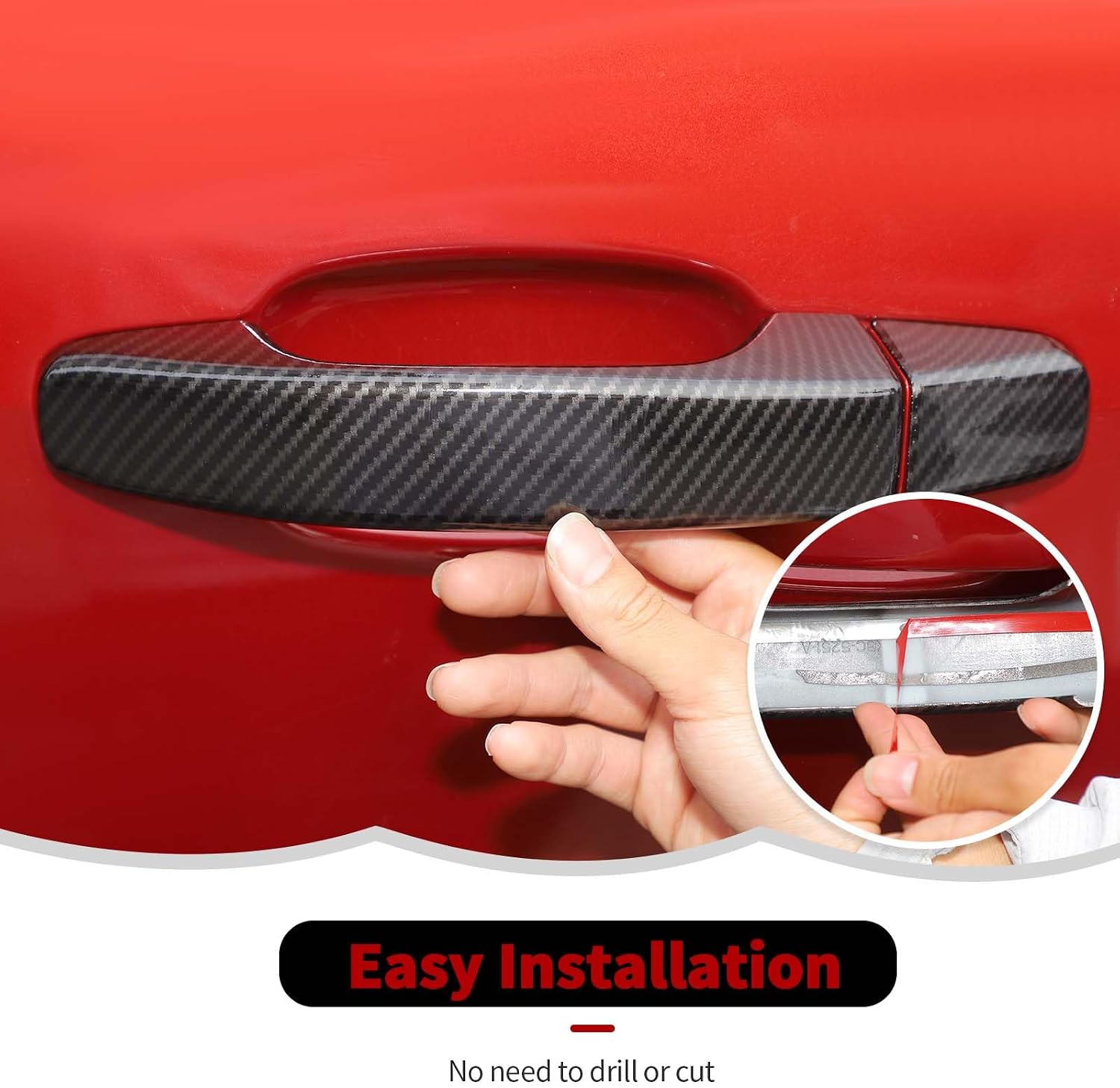 RT-TCZ Carbon Fiber Door Handle Trim Cover Decoration Exterior Accessories Compatible with Chevrolet Colorado 2014-2022,for GMC Canyon 2014-2022