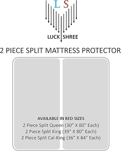 Miniatura 3 de Protector de colchón Split King para camas divididas ajustables, 100% algodón de rizo impermeable, funda de colchón transpirable estilo sábana