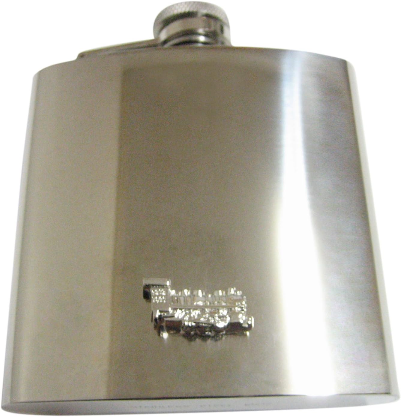 Kiola Designs Silver Toned Locomotive Train 6 Oz. Stainless Steel Flask