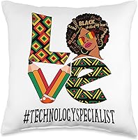 Vista 1 de Technology Specialist Love Afro African Black History Month Throw Pillow