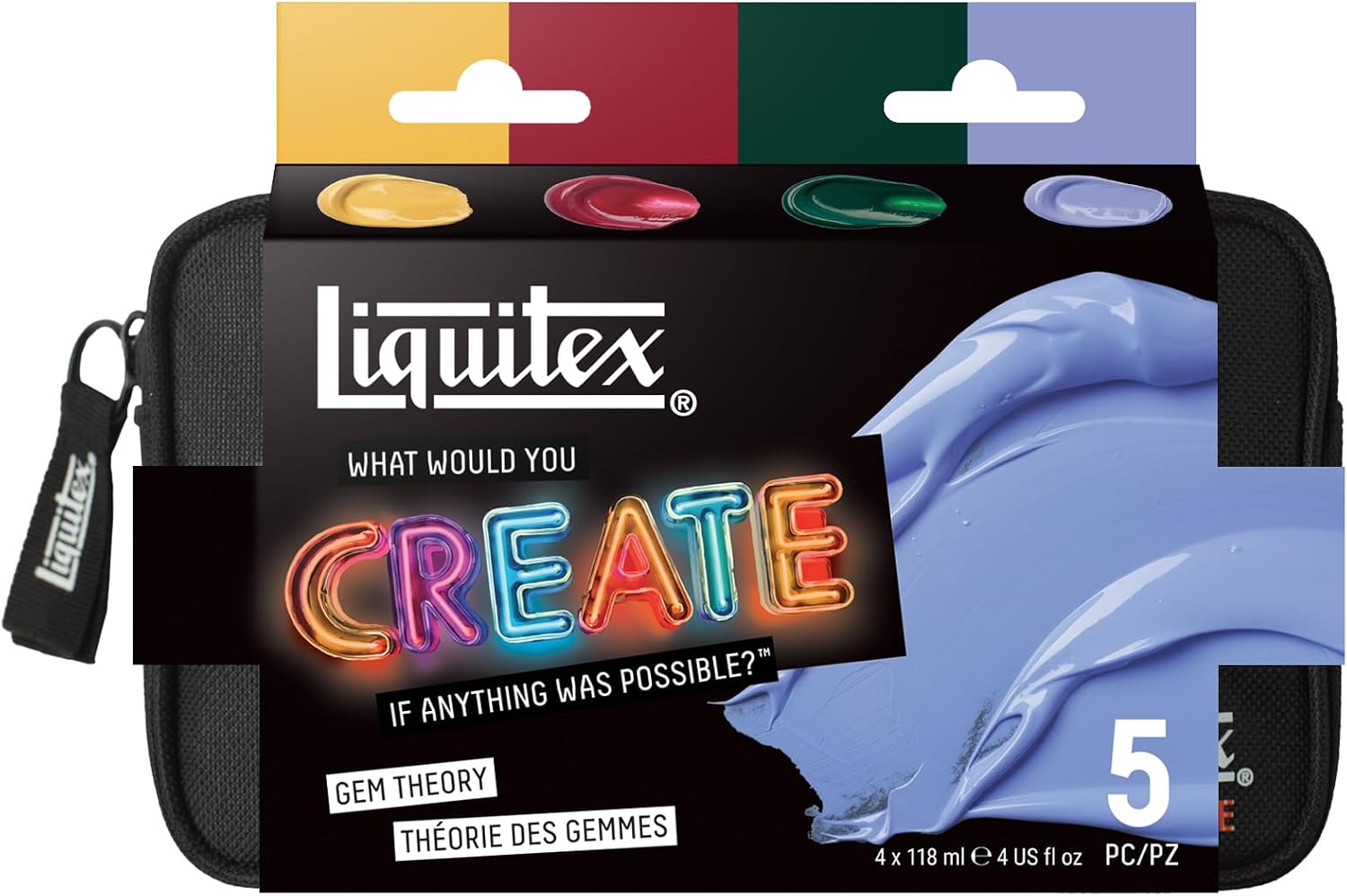 Liquitex WWYC Textile Paint Set Acrylic Paints & Textile Medium | Set 3699499 with 5 acrylic paints, textile medium 118 ml, brush and shopper - ideal for creative textile design