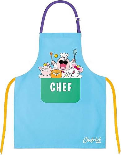 Chefclub - Delantal infantil - Delantal de cocina para hornear - Talla única - Ajustable - 100% algodón