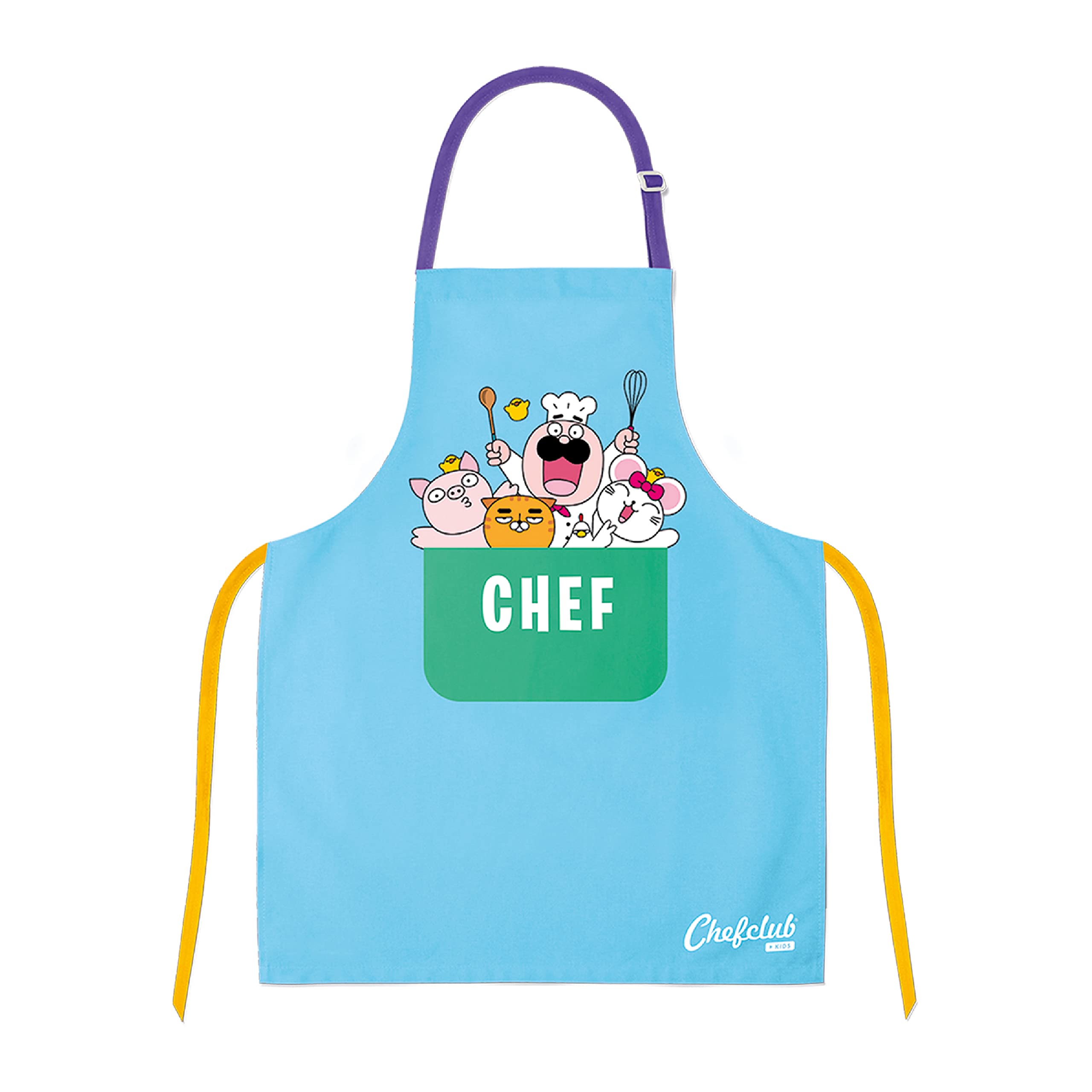 Chefclub Kids Delantal de Algodón, Azul, Talla única para Niñas