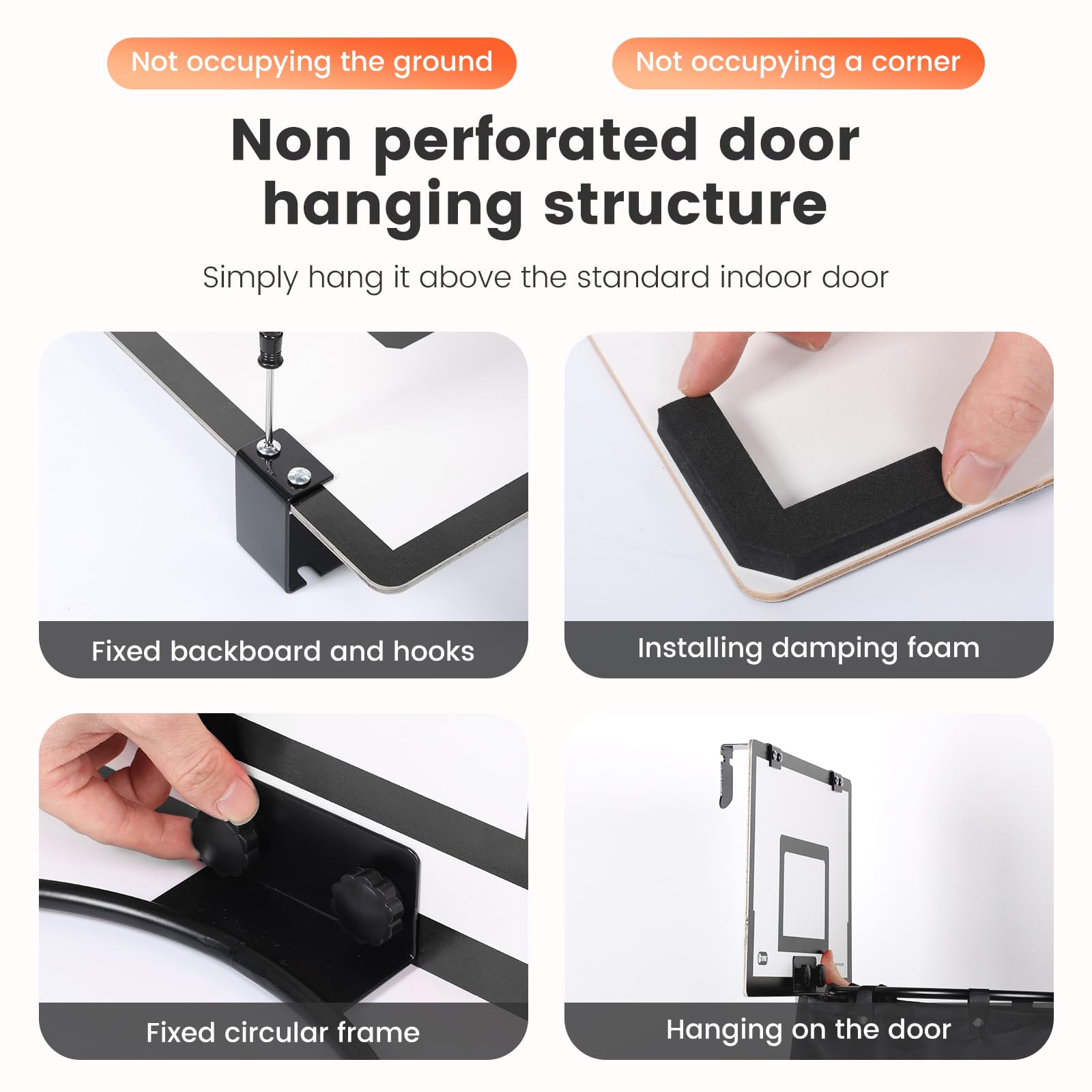 Cesto portabiancheria da appendere alla porta, 2 in 1, in legno, con cerniera sopra la porta, senza trapano, per camera da letto e bagno