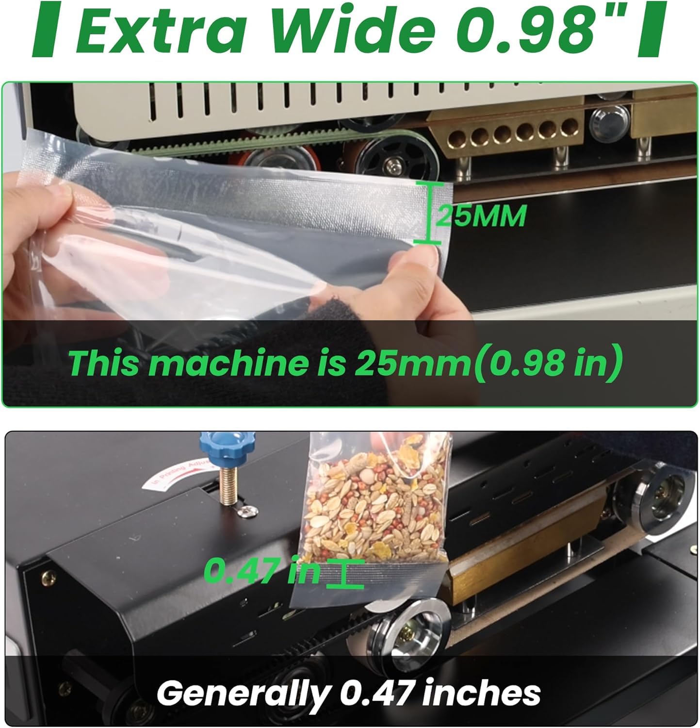 Selladora Automática Horizontal De Bolsas De 0,98 Pulgadas De Ancho con Control Digital De Temperatura para Películas De PVC Y Codificación por Estampado, Ideal para Un Envasado Eficiente.