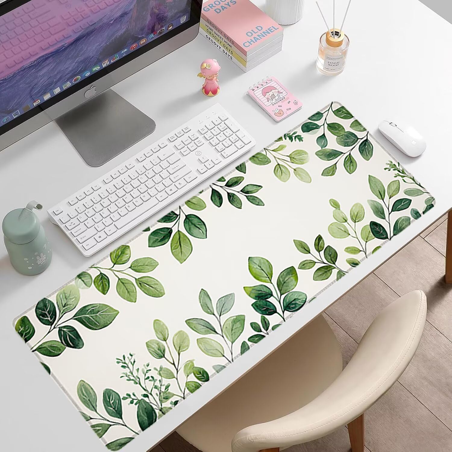 Fabryczna podkładka pod mysz XXL - 1600x800x3mm - biała duża mata na biurko z przeszytymi krawędziami i antypoślizgowa wodoodporna do komputera, laptopa poprawia precyzję i szybkość. -36084