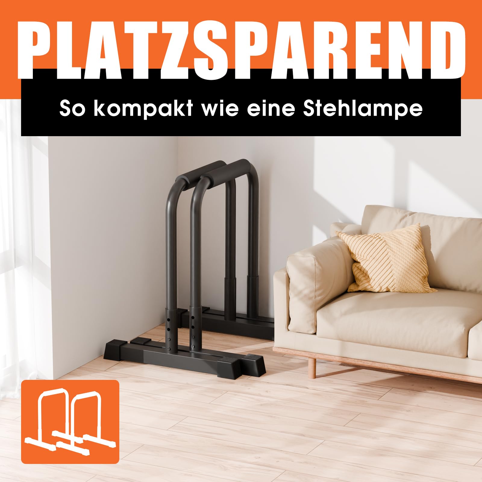 DH FitLife Dip Barren Bars | Dip Stange & Verstellbare Dip-Station 80-90 cm | Parallettes für Calisthenics & Krafttraining | Stabil & Sicher | Indoor & Outdoor Fitness Equipment