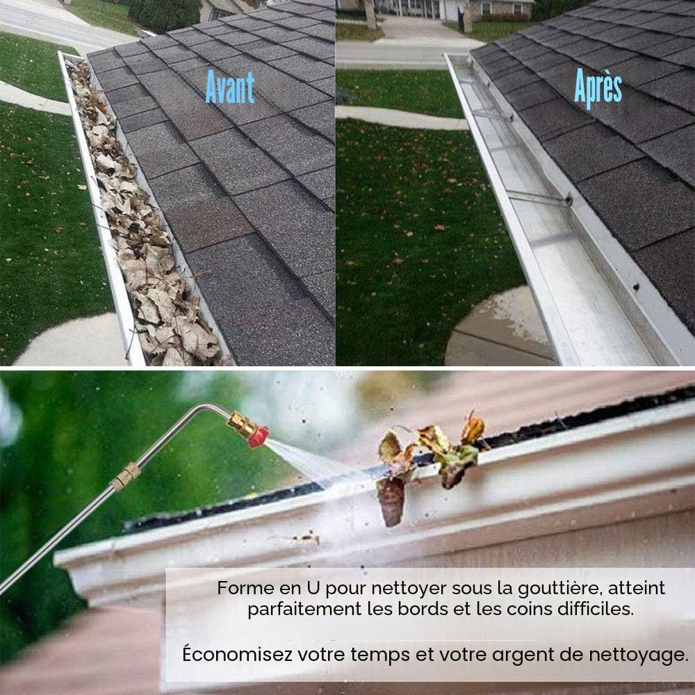 Tiges d'extension pour nettoyeur haute pression - Outils de nettoyage pour nettoyeur haute pression de 120 pouces, lance rechange télescopique, conseils pour buses nettoyage vitres