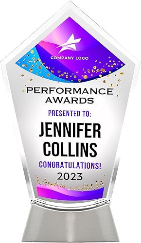 Vista 3 de Placa de vidrio personalizada de 9 1/4 pulgadas, placa personalizada como premios y trofeos, placas de vidrio para premios como jubilación