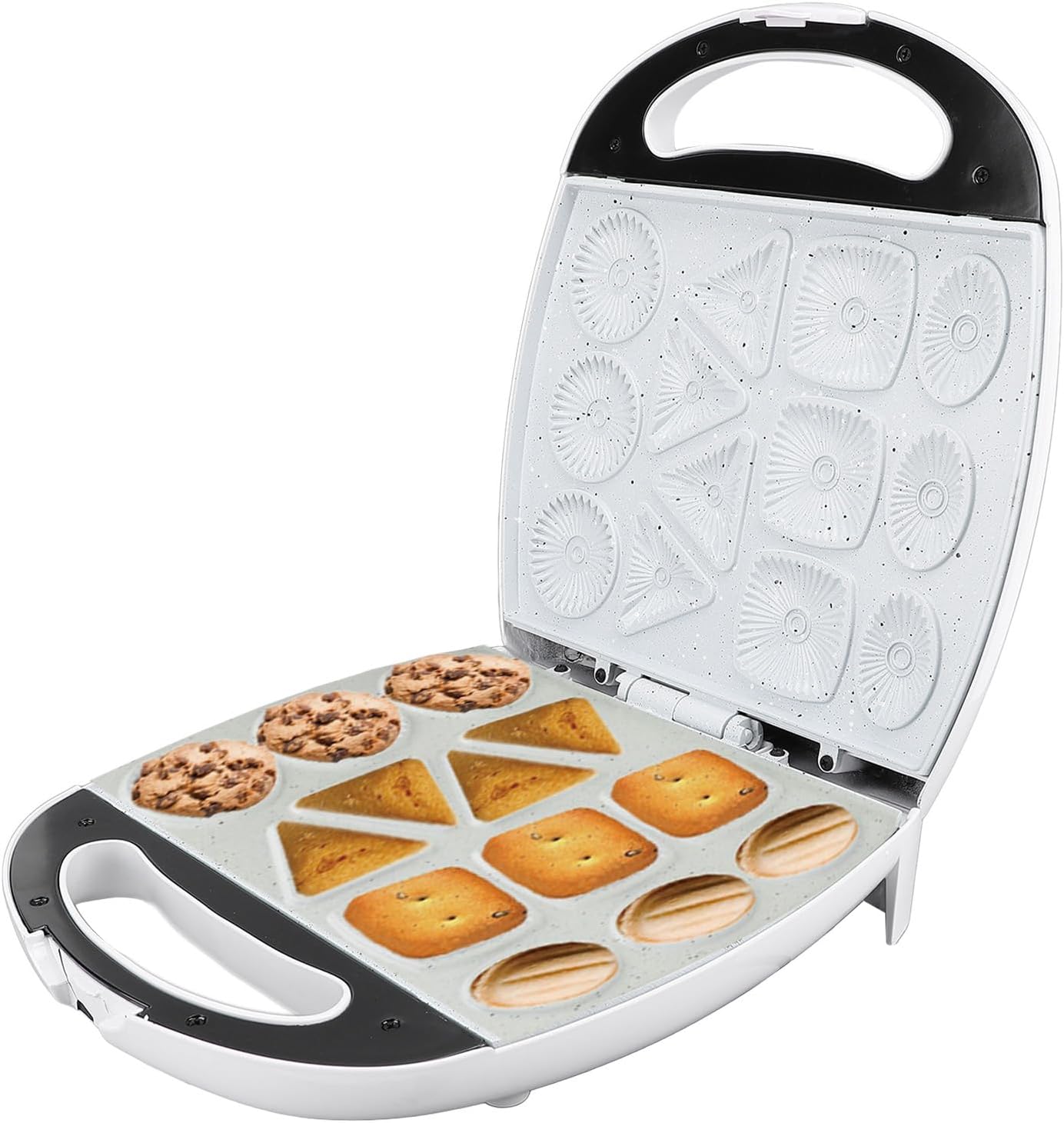 Cookie Maker Machine, 1400W 13 Hole Anti Stick Household Biscuit Machine Pizzelle Baker Electric Cookie Maker Pizzelle Maker with Safety Handle Cookie Baker for Waffle Breakfast