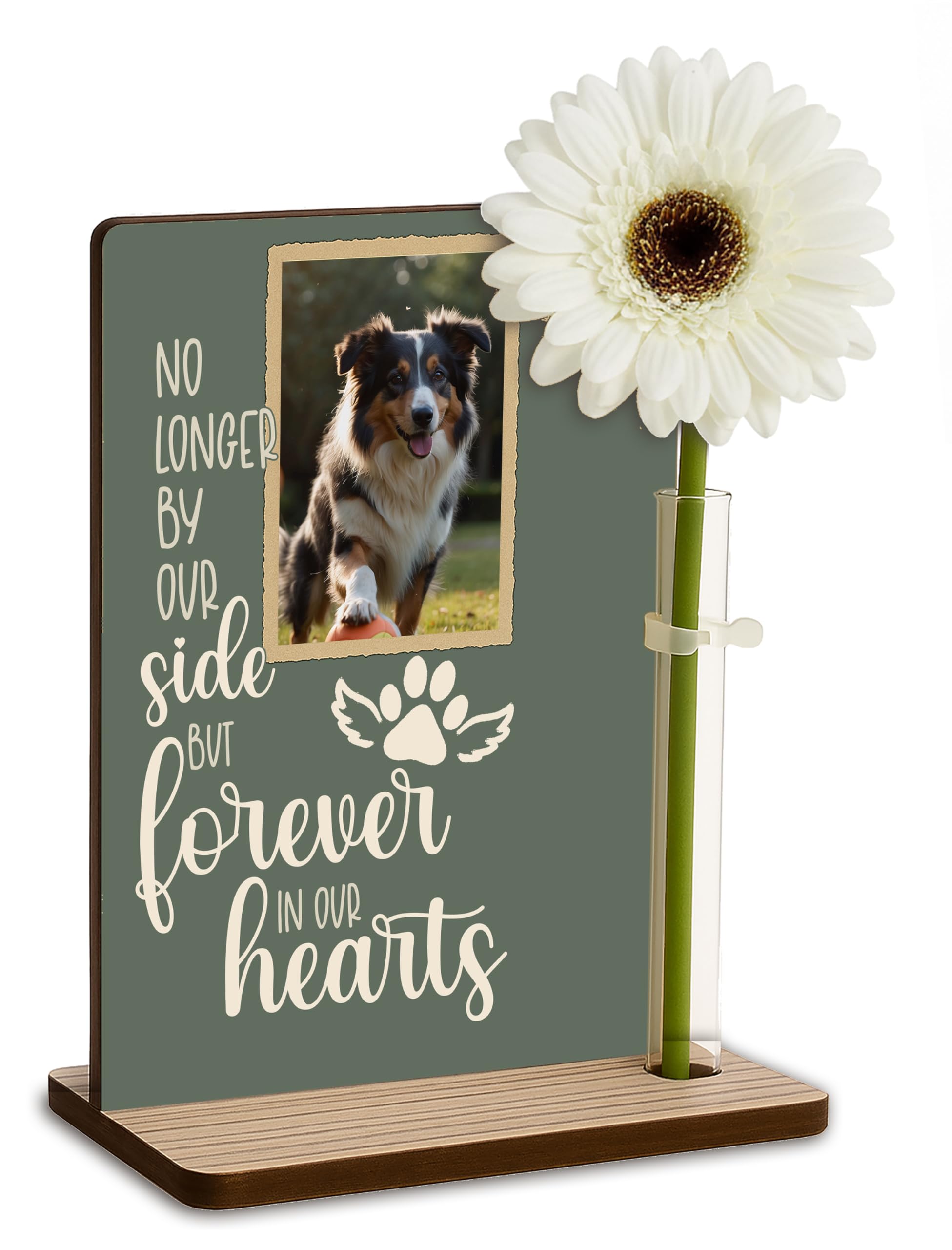 The Plum Penguin By Our Side (Green) Personalised Pet Memorial Freestanding Photo Plaque Dog Memorial Cat Memory Frame Pet Bereavement Gift (By Our Side (Green))