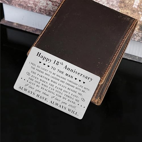 Miniatura 5 de Feliz 18 aniversario para marido y hombre, tarjeta de 18 años de aniversario de boda para él, esposo