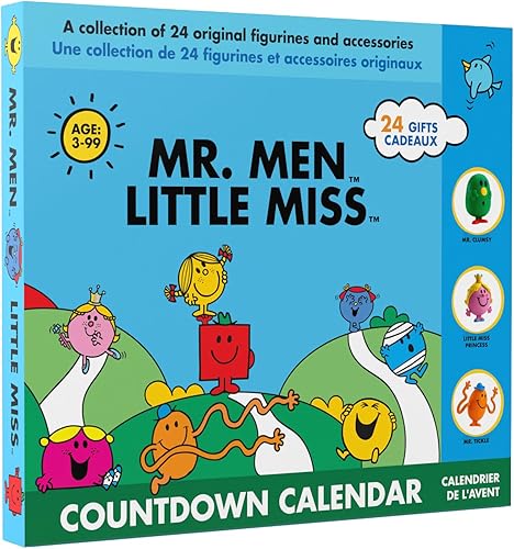 El calendario original de cuenta regresiva de Mr. Men & Little Miss 2025 juguetes coleccionables de dibujos animados para niños y niñas, 12 figuras