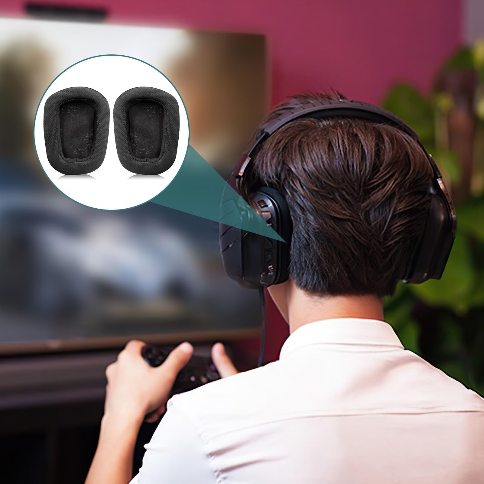 Coussinets d'oreille de remplacement G935, bandeau Compatible avec les écouteurs Logitech G933 G935 G633 / g 933 g 935 g 633 Artemis