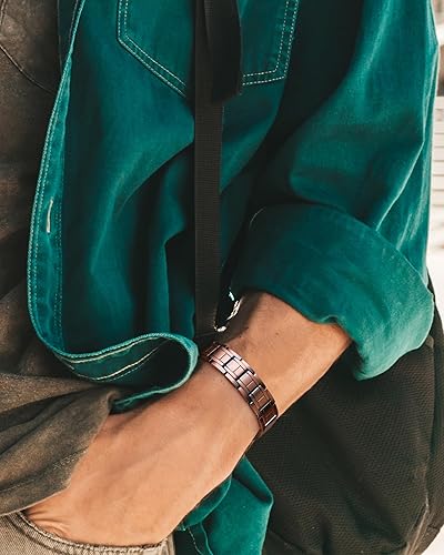 Miniatura 5 de Jecanori Pulseras magnéticas de cobre eficaces para hombres y mujeres, pulsera magnética ultra resistente con herramienta de tamaño