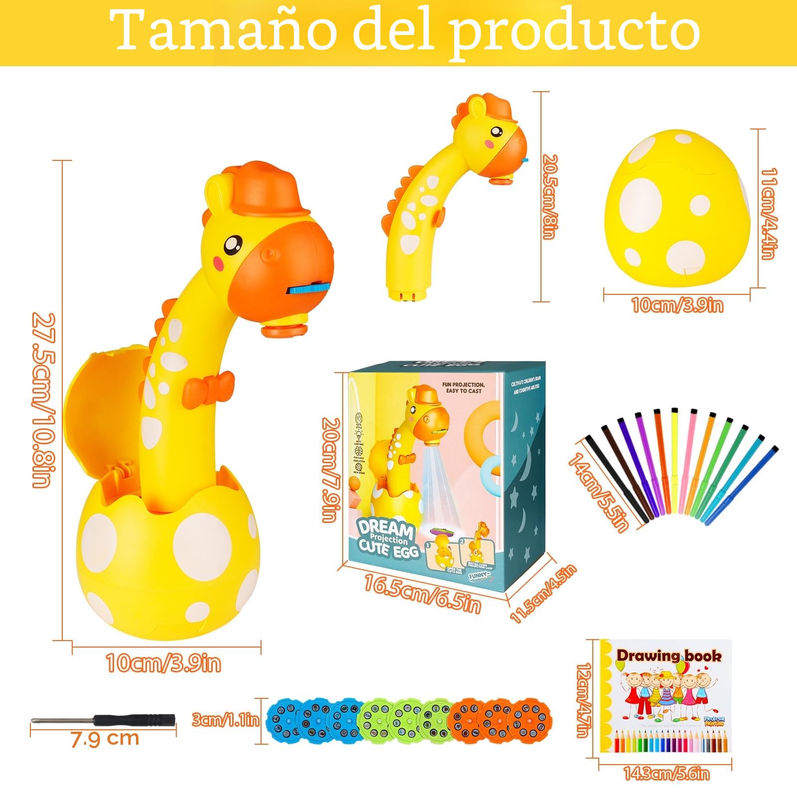 KETIEE Proyector de Dibujos para Niños,Juguete de Dibujo con Proyector de Arte Juego de Mesa de Dibujo Educativo de Proyección de Aprendizaje Proyector Inteligente para Niños Niñas 3-6 Años,Amarillo