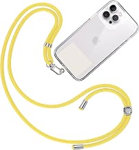 TBOC Portable Lanyard Necklace Lanyard [Yellow] with Fixing Patch [Ice White] and Removable Hanging Strap Adjustable and Durable Compatible with All Brands of Phone Accessories