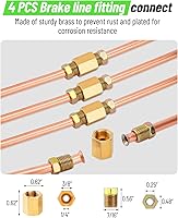 Vista 5 de Kit de línea de freno con revestimiento de cobre de 25 pies y 1/4 pulgadas (incluye 16 accesorios y 4 uniones de línea de freno) + kit
