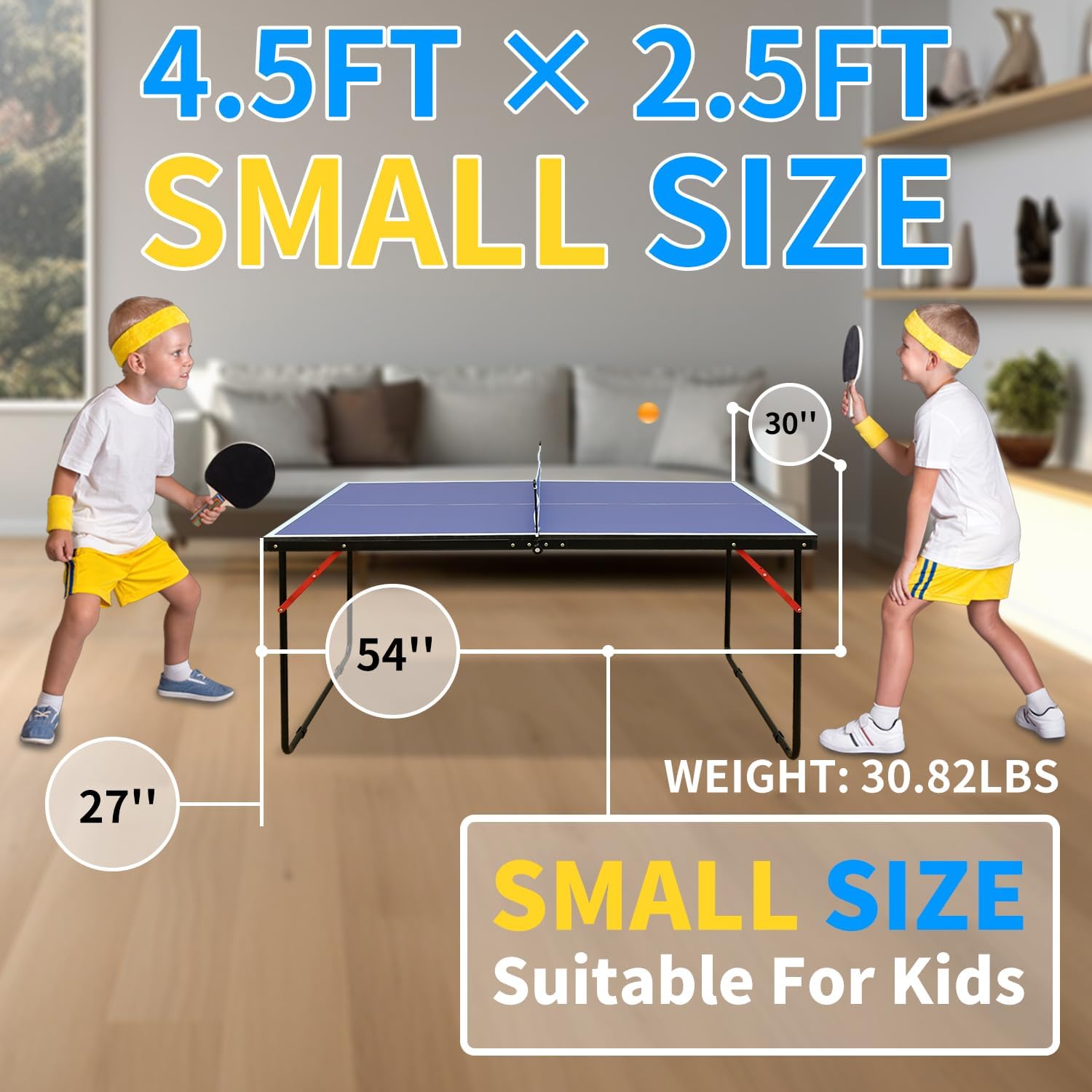 Portable Ping Pong Table 4.5FT/6FT/9FT Foldable Compact Space-Saving Design, Multi-Use Table Tennis Table for Kids Teens Adults Indoor/Outdoor Game