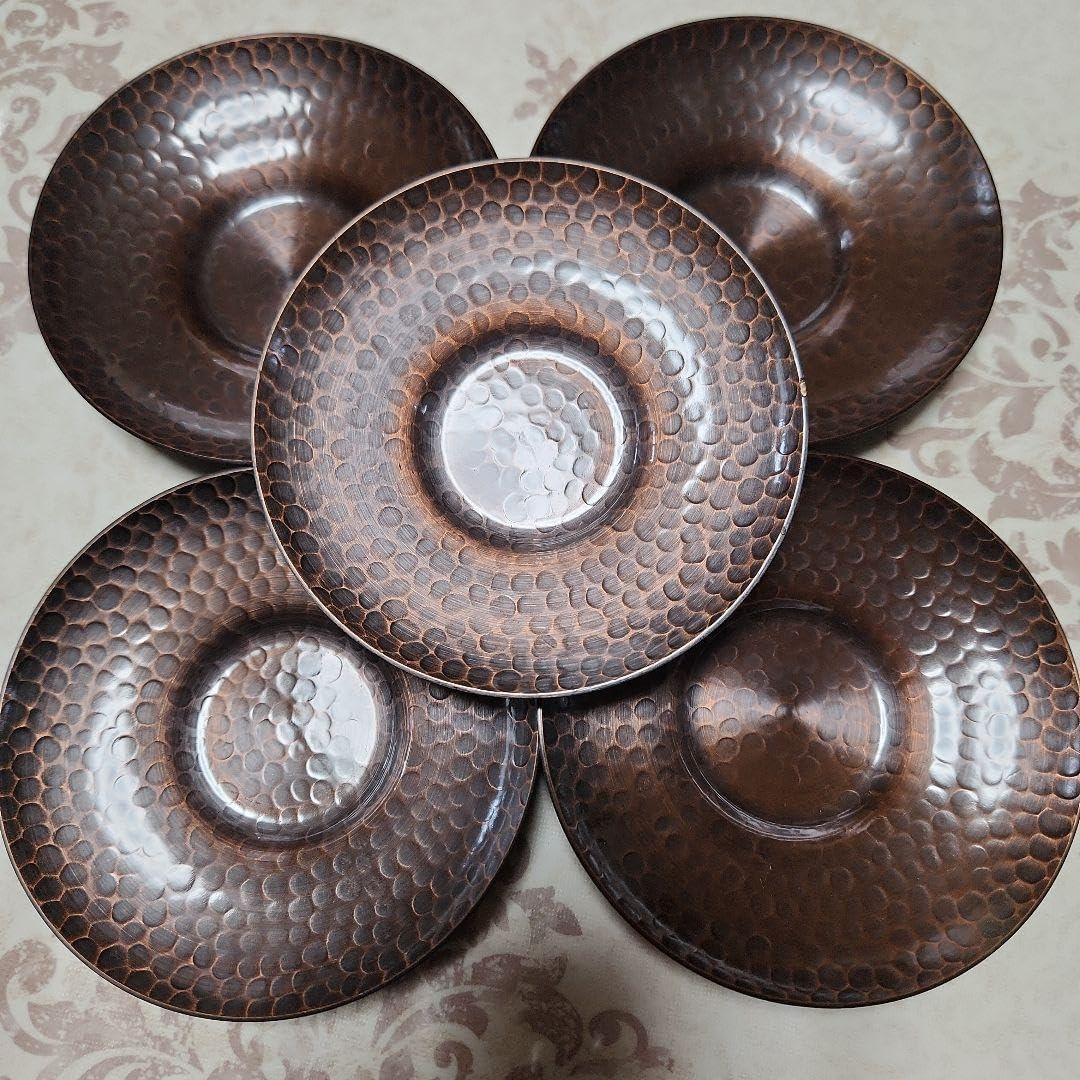 純銅製 茶托 5枚セット 純銅製 茶托 純銅製 朱銅茶托 5枚