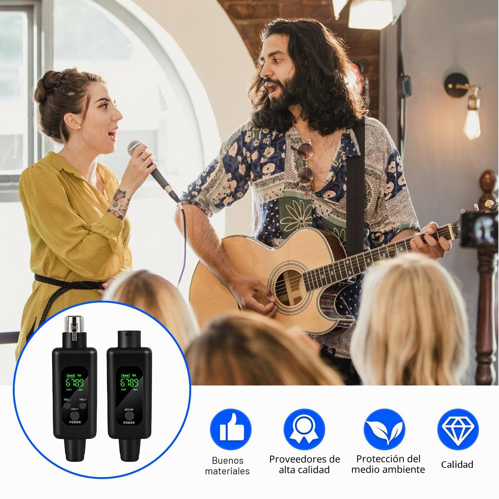 Receptor transmisor de micrófono XLR: 2,4 G 1 a 1, adaptador de micrófono inalámbrico para micrófono dinámico, micrófono de condensador, para voz/hablar en público
