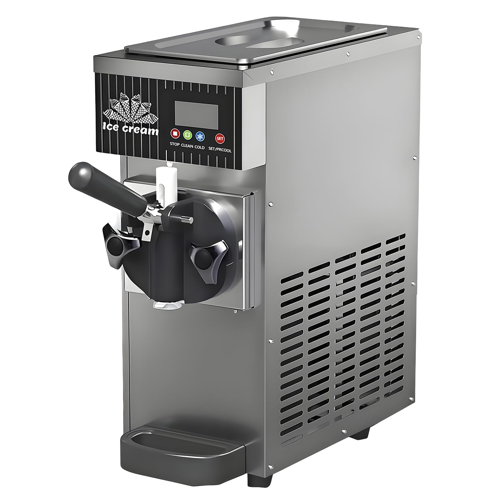 BANGBANGJI Commercial Single Flavor Soft Serve Ice Cream Machine, Countertop Ice Cream Maker, 3.5L Hopper, 4.5-8kg/H Yield, with LED Panel Auto Clean Pre-Cooling for Restaurant Snack Bars Metallic