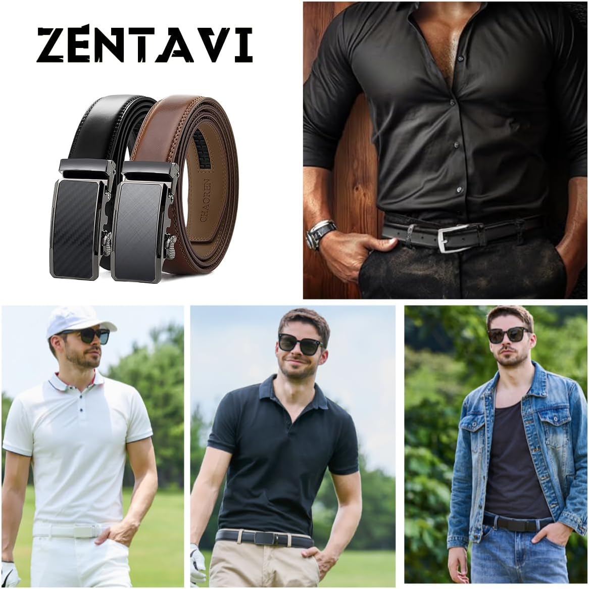 Mens Western Cowboy Leather Belts, Genuine Leather belts, Horse Pattern, Floral Engraved Buckle Belt - Image 4