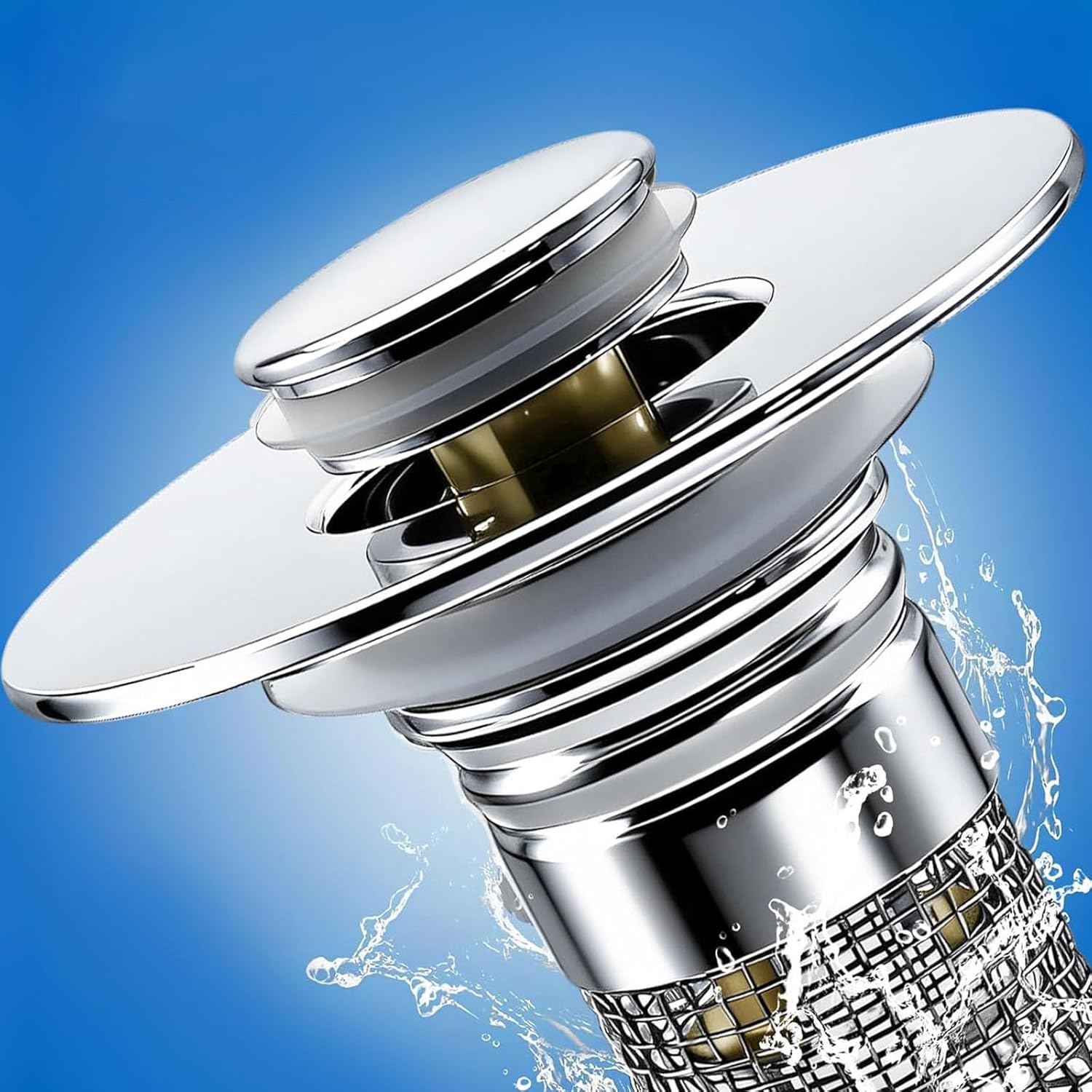 2Pcs Bathroom Sink Stoppers, Bathtub Drain Plugs, Pop-Up Sink Drain Strainers with Removable Stainless Steel Filter, Hair Catcher, Suitable for US Stainless Steel Sink Strainers