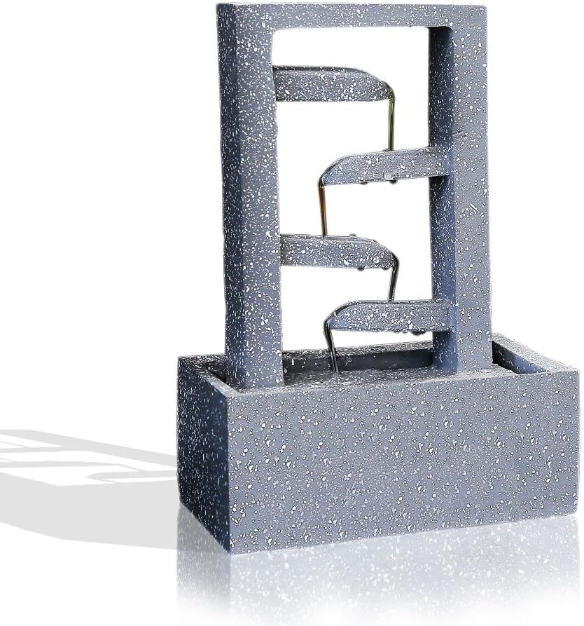 SereneLife 4-Tier Water Fountain Decoration - Cool Indoor Outdoor Portable Electric Tabletop Decorative Zen Meditation Waterfall Decor Kit Includes Submersible Pump and Power Adapter - SLTWF40
