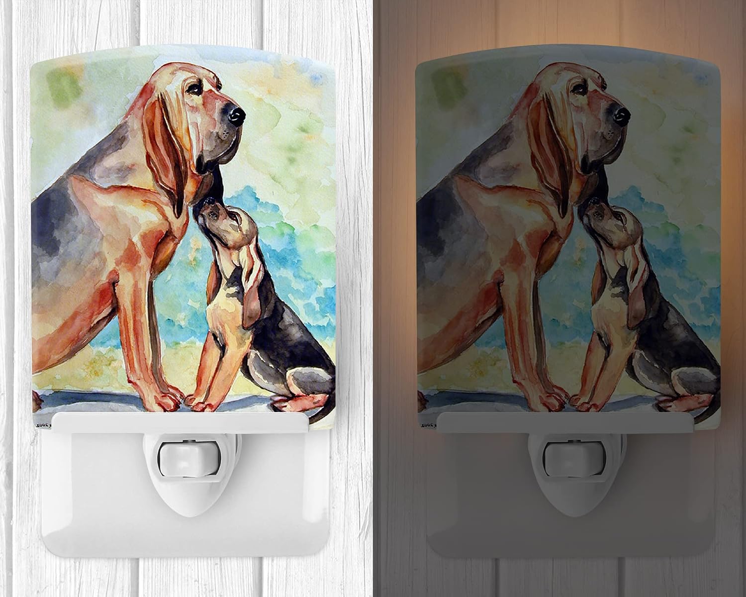 Caroline's Treasures 7014CNL Bloodhound Momma's Love Ceramic Night Light Compact, UL-Certified, Ideal for Bedroom, Bathroom, Nursery, Hallway, Kitchen, 6x4x3, Multicolor