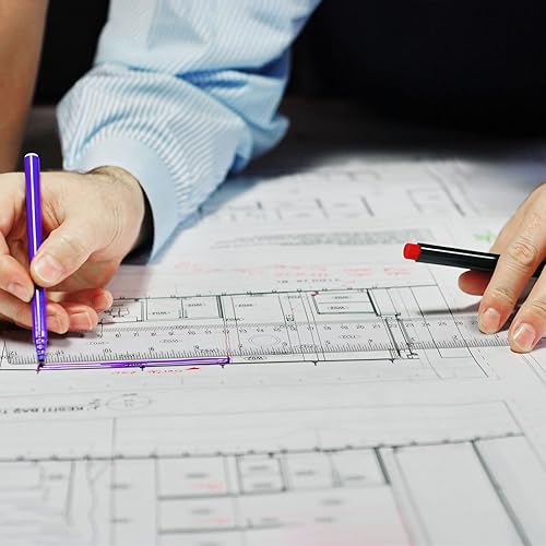 Miniatura 6 de Zonon 6 reglas métricas rectas flexibles de plástico a granel de 12 pulgadas con centímetros y pulgadas, herramienta de medición de dibujo para